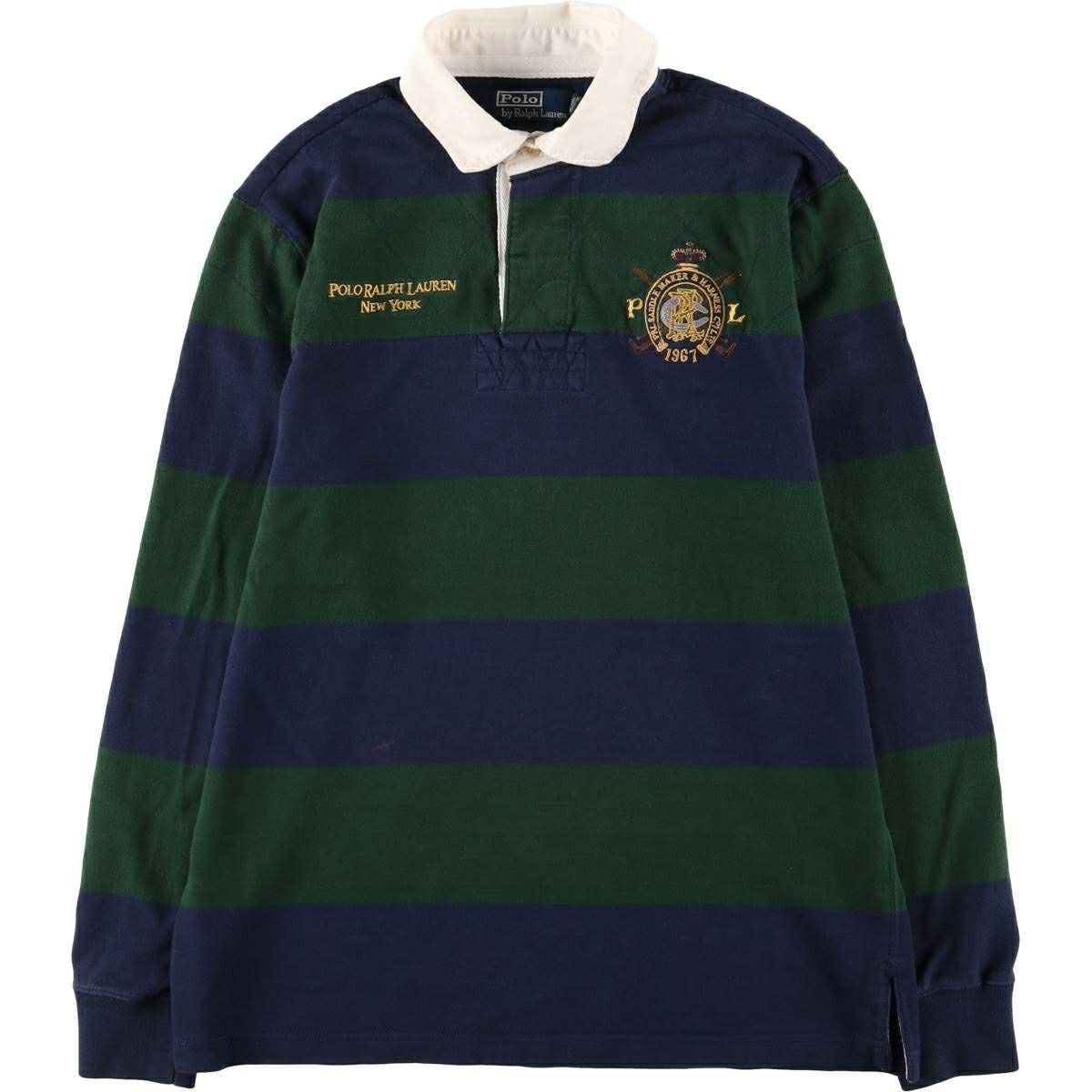 ラルフローレン Ralph Lauren ボーダー長袖 ラガーシャツ XL Polo Ralph Lauren ラルフローレン ラガーシャツ ボーダー 紺赤(XXL