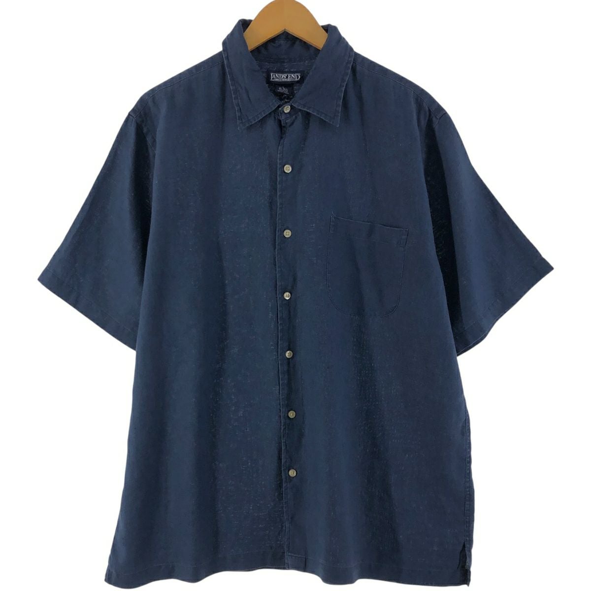 古着 90年代 ランズエンド LANDS END ボーダー柄 長袖 ラガーシャツ