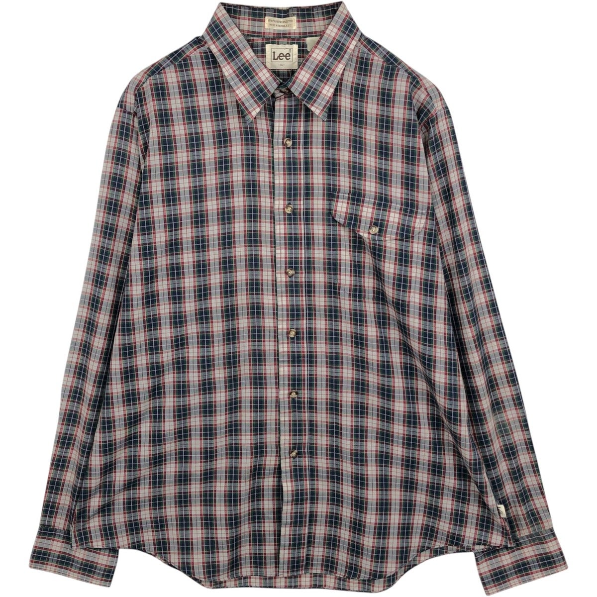 古着 90年代 リー Lee チェック柄 長袖 ポリコットンシャツ メンズXL
