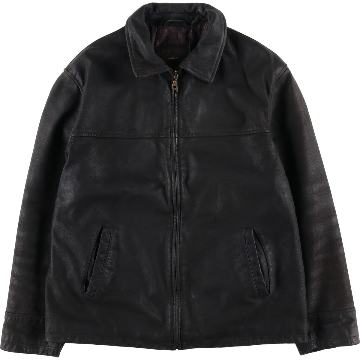 古着 TEX CASUAL スイングトップタイプ レザーブルゾン メンズL相当