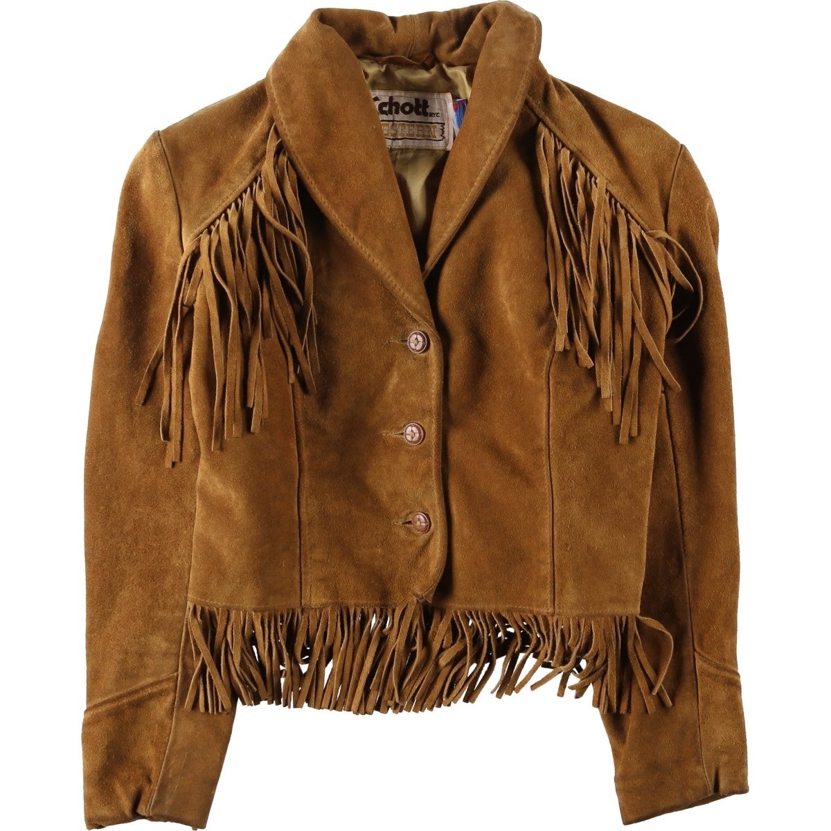 古着 70年代 ショット SCHOTT WESTERN クロップド丈 フリンジ スエード