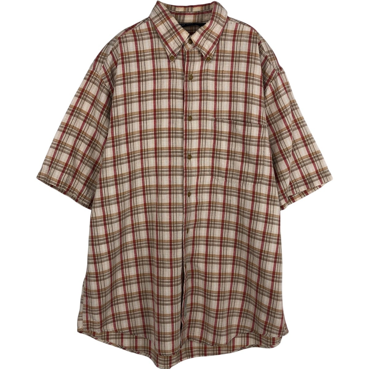 SAILORS 半袖 チェックシャツ 80s 当時物 古着 ノーティカ NAUTICA 80S TWO-PLY COTTON 半袖 ボタンダウン