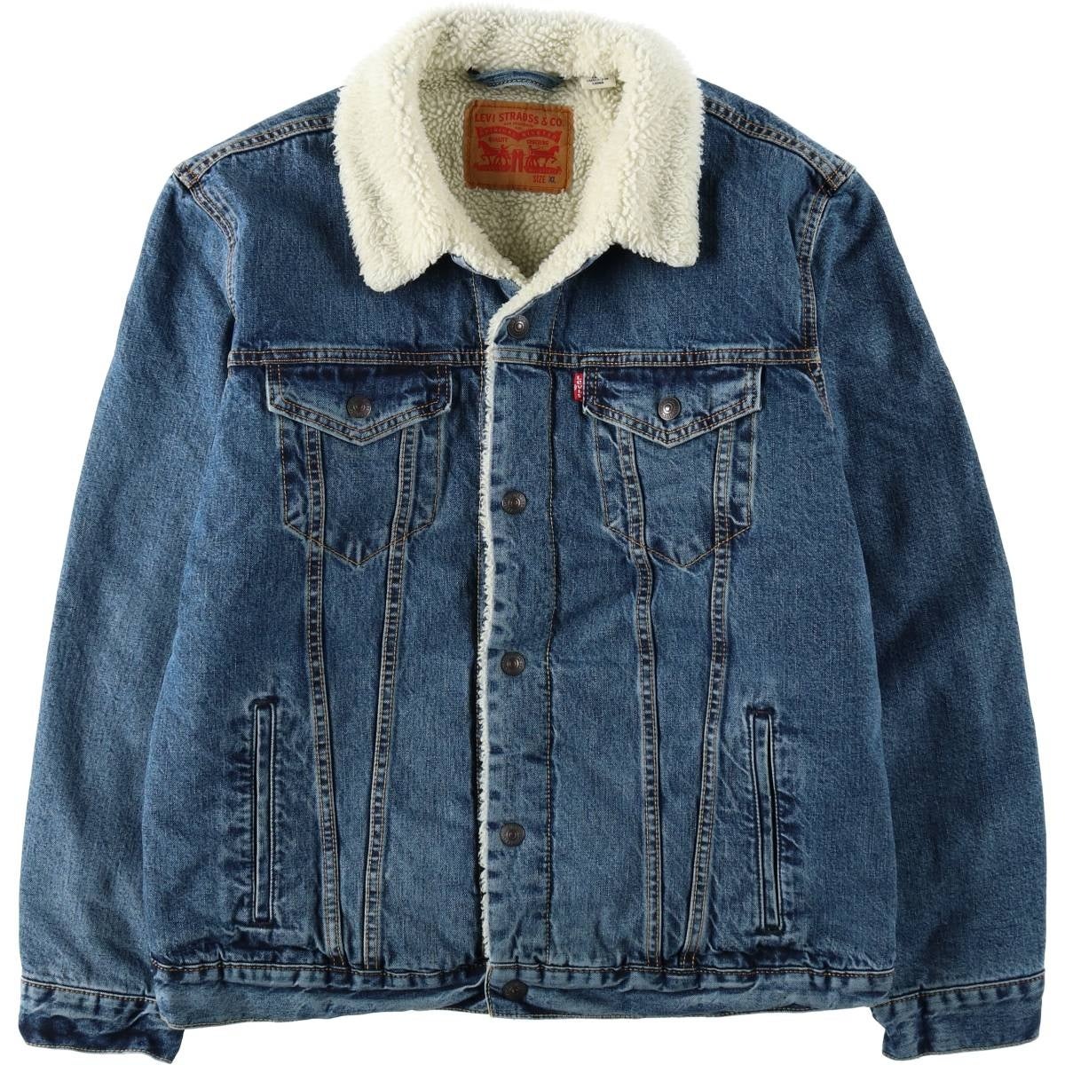 古着 リーバイス Levis 中綿入り ブラックデニムボアジャケット メンズ