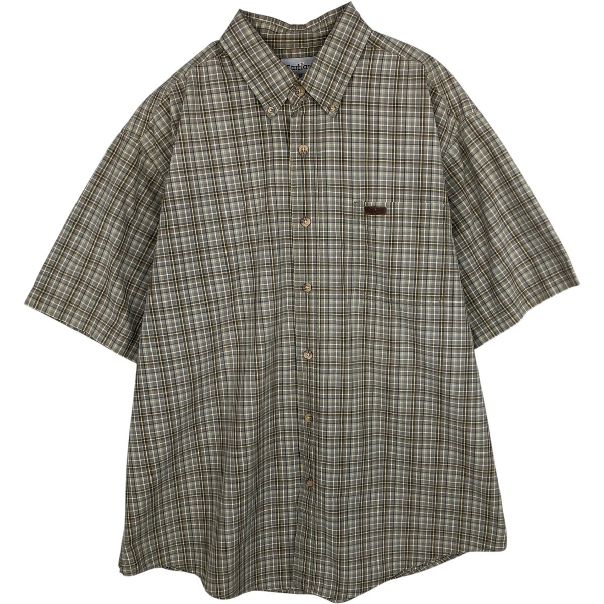 Carhartt ワークシャツ XL ブラウン系チェック 古着 カーハート Carhartt チェック柄 ボタンダウン 半袖 ワークシャツ