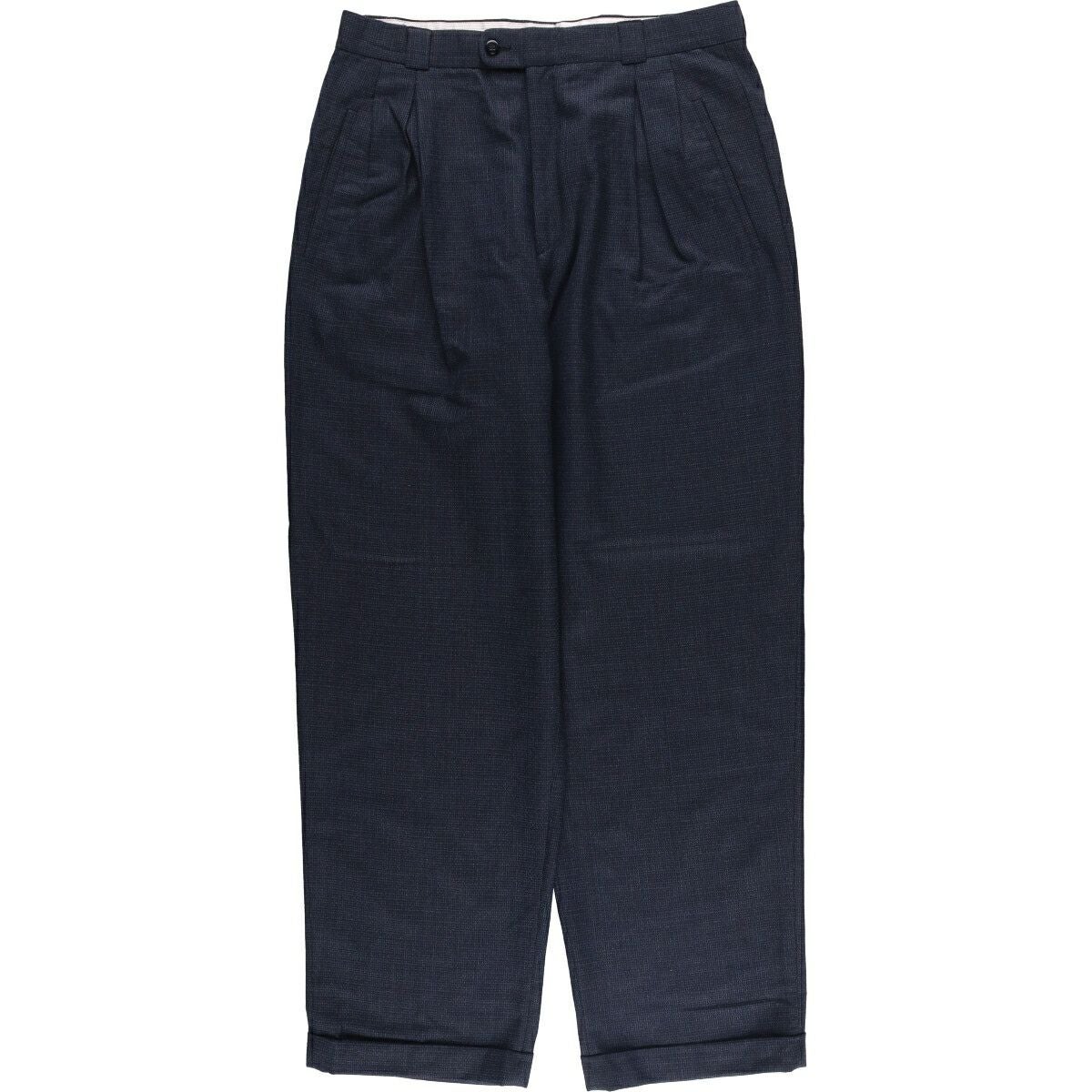 古着 Zanella チェック柄 ツータック スラックス ワイドパンツ