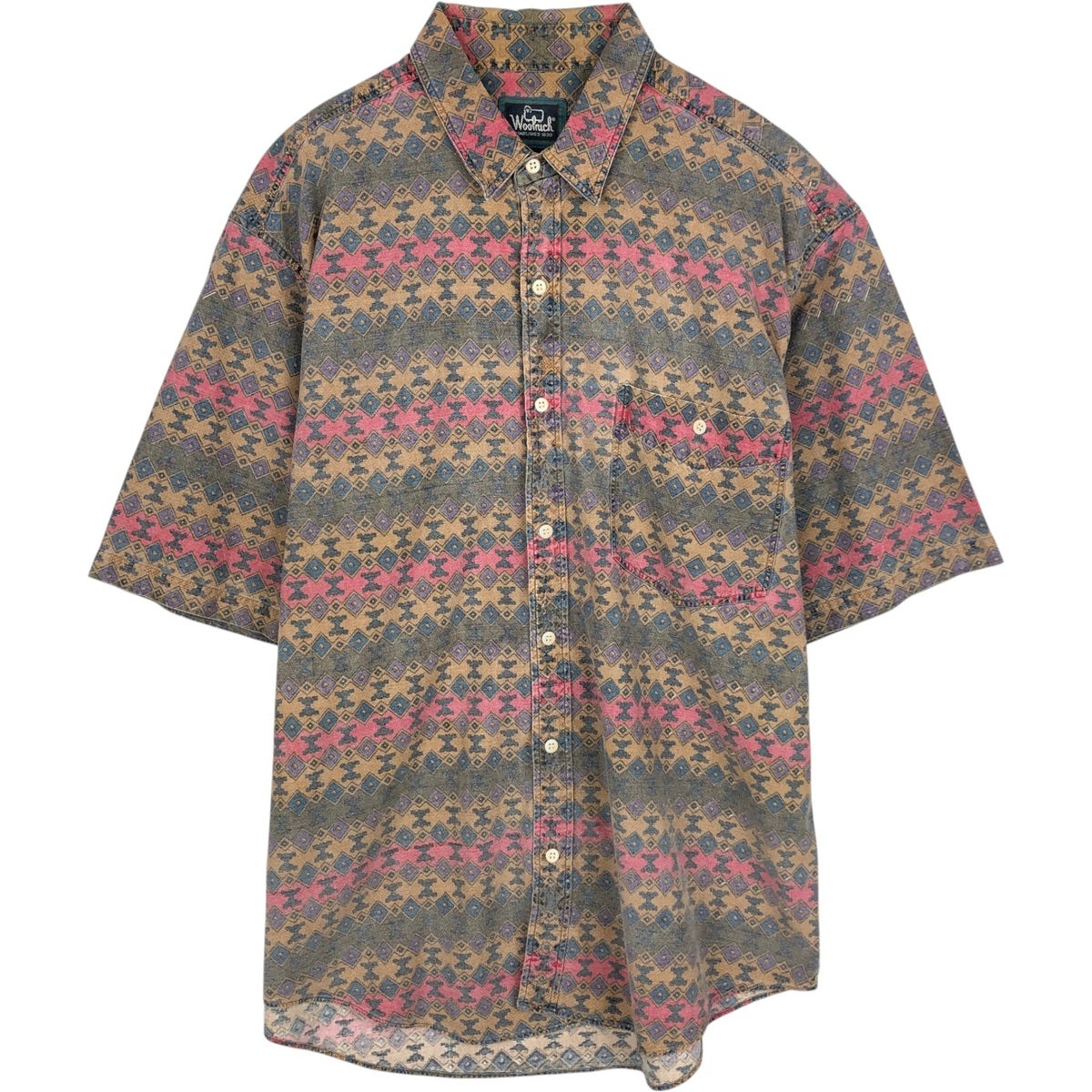 古着 90年代 ウールリッチ WOOLRICH ルアー柄 長袖 マルチボーダー