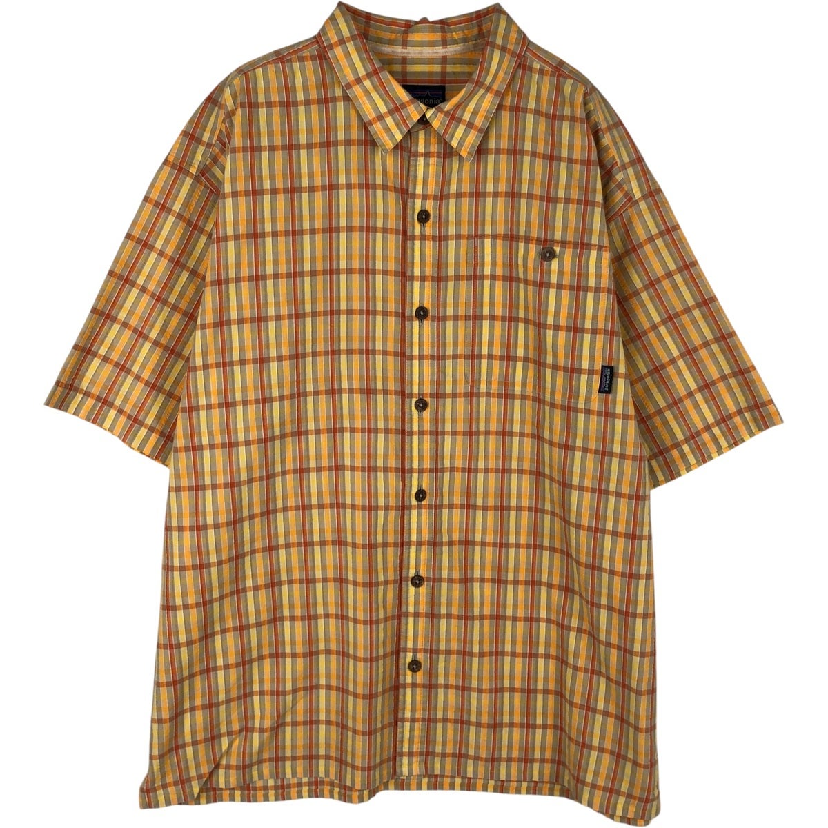 patagonia パタゴニア　半袖シャツ Lサイズ シャツ　黄色　チェック柄 古着 00年代 パタゴニア Patagonia 52999S8 シアサッカー 半袖