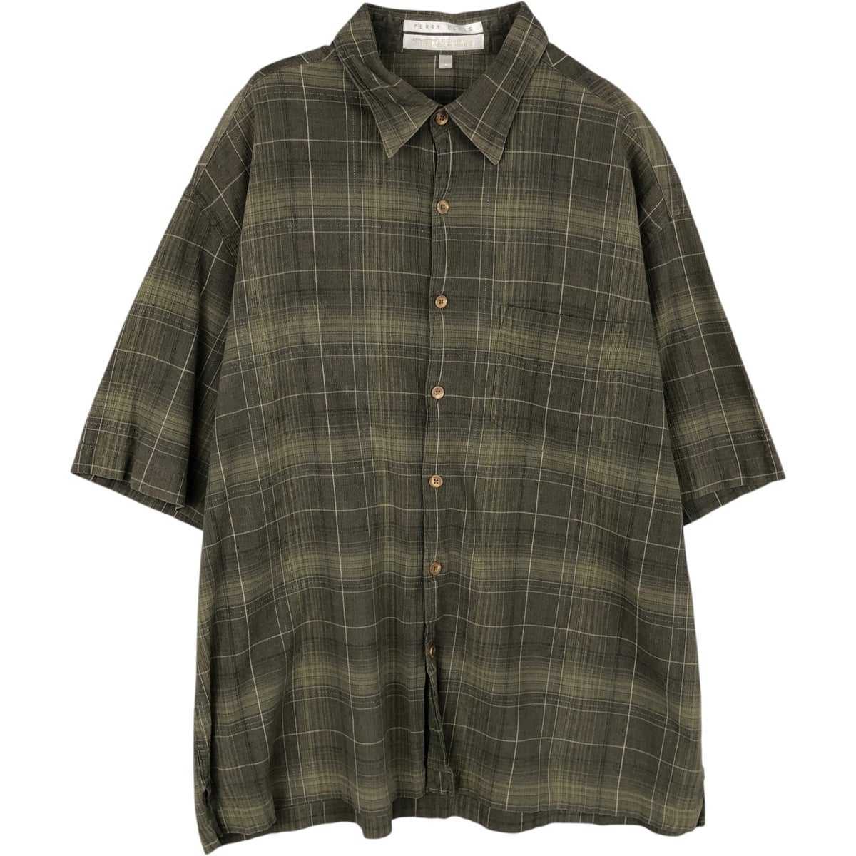 古着 ペリーエリス PERRY ELLIS 半袖 レーヨン×コットン チェック